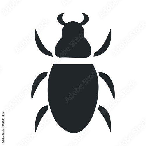 Silhouette of a beetle on a white background for insect identification