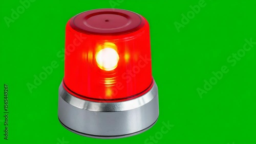 Red emergency flasher spins creating a sense of urgency and alarm on a green screen background signaling immediate attention and potential danger