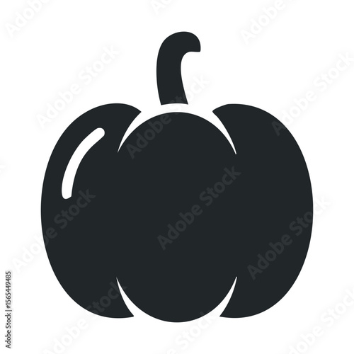 Black silhouette of pumpkin on white background