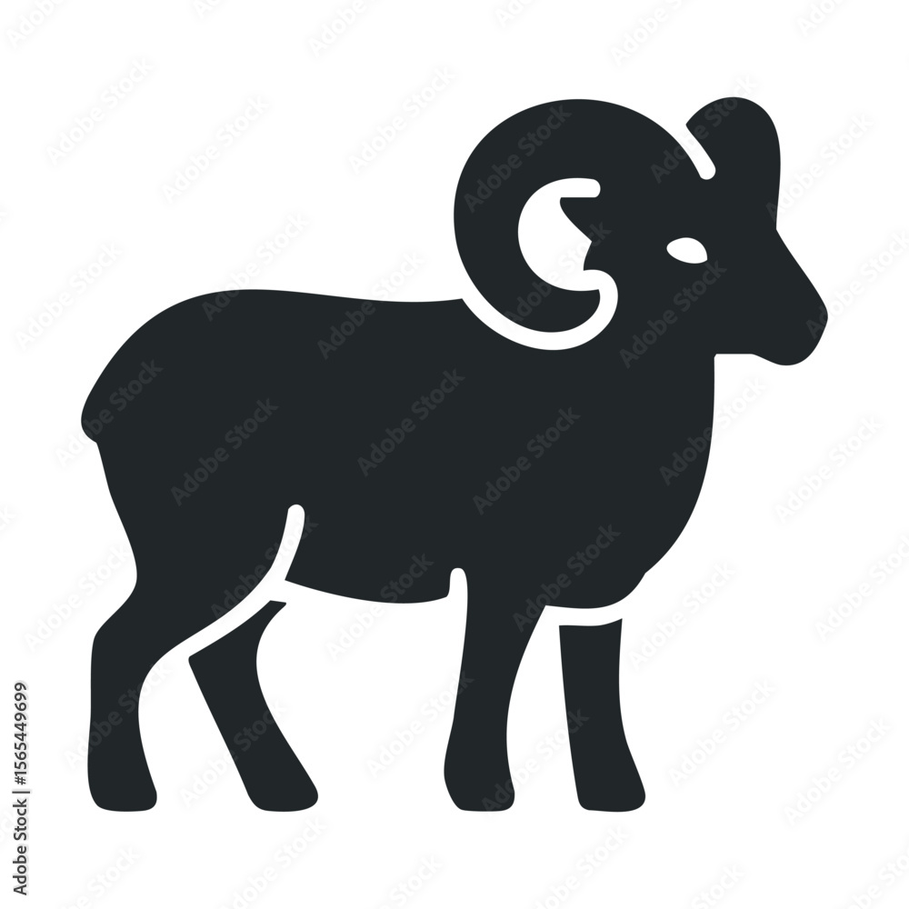Fototapeta premium Silhouette of a bighorn sheep with majestic curved horns