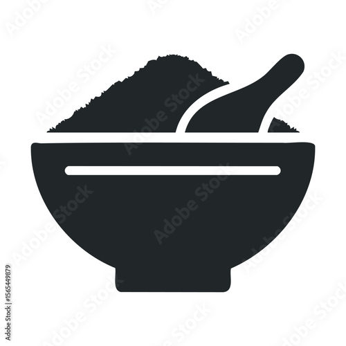 Bowl and mortar icon with grinding tool