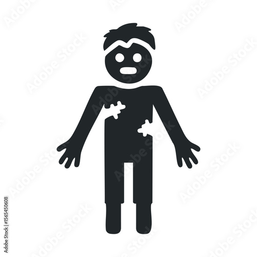 Black zombie silhouette icon with torn limbs