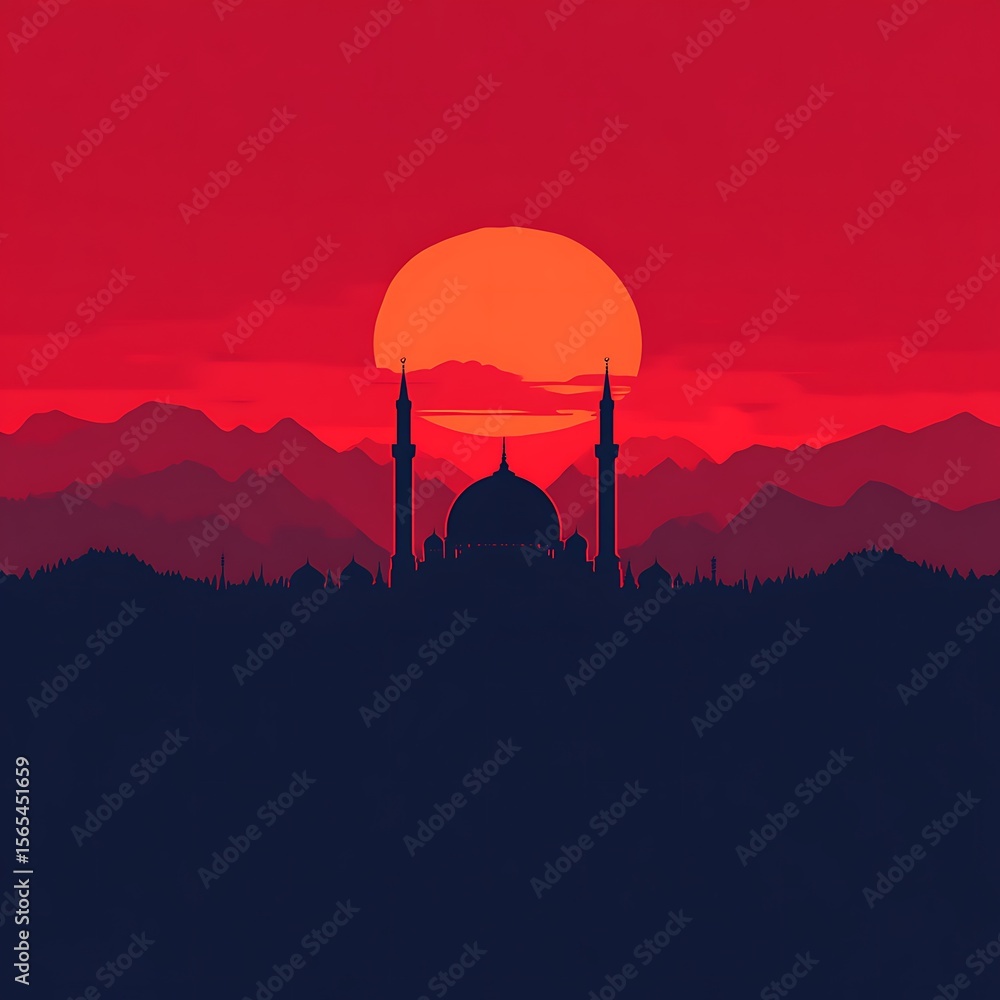Obraz premium Sunset over a Mosque