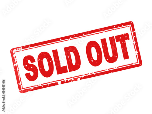 Sold Out red rubber stamp isolated on transparent background with distressed texture effect