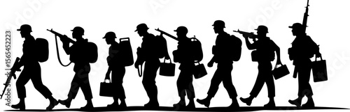 American soldiers, military, army, vector bundle