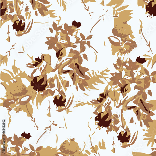  seamless watercolor pattern background. Leave vector illustration. Watercolor print in rustic vintage style, textile or wallpapers.