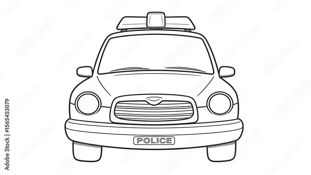Obraz premium Police Car Line Drawing with Urban Patrol Vibe