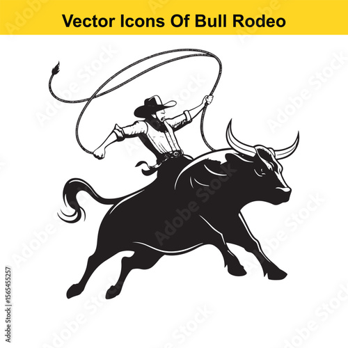 Bull Rodeo Showdown – Cowboy Riding a Bucking Bull in Action