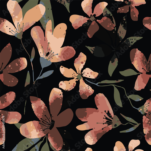  seamless watercolor pattern background. Leave vector illustration. Watercolor print in rustic vintage style, textile or wallpapers.