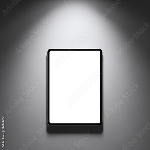 Modern Digital Tablet Blank Screen Mockup on Textured Wall Spotlight