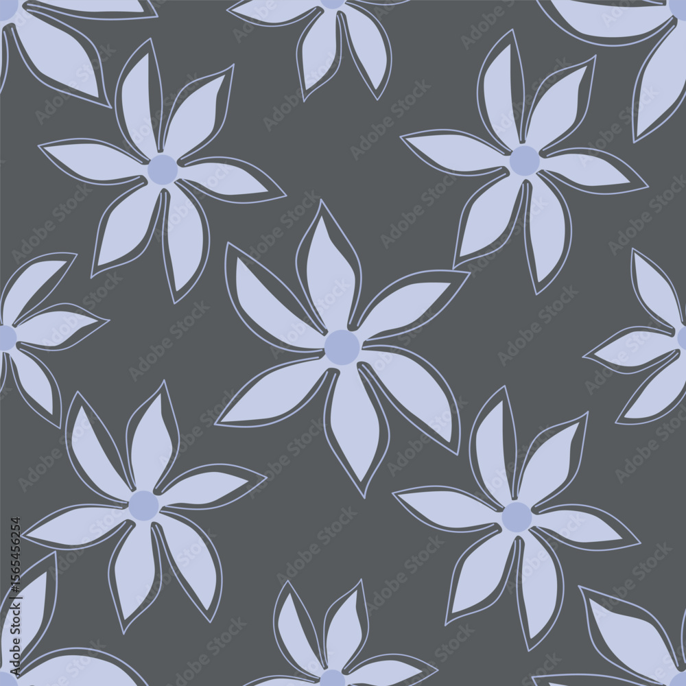 Obraz premium Hand drawn flowers. Seamless background with abstract cute flowers. Vector design ornament for paper; cover; fabric; interior decor; textile; fabric; wallpaper; surface design; label; packaging