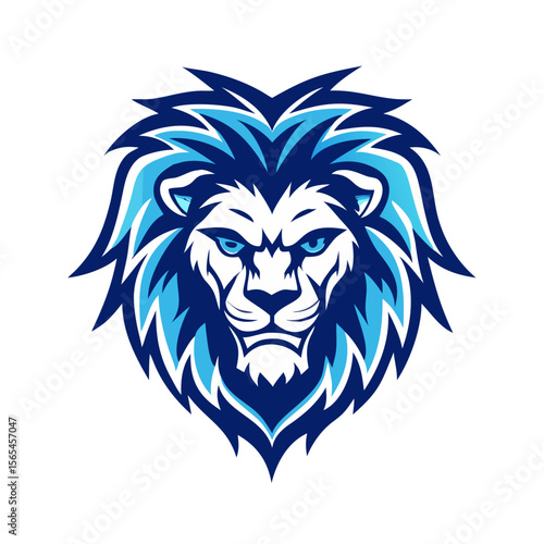 Blue Lion Head Mascot Logo – Fierce Roaring King of Jungle Vector, Powerful Bold Graphic Ideal for Sports Teams, Esports, Branding & Wildlife Merchandise