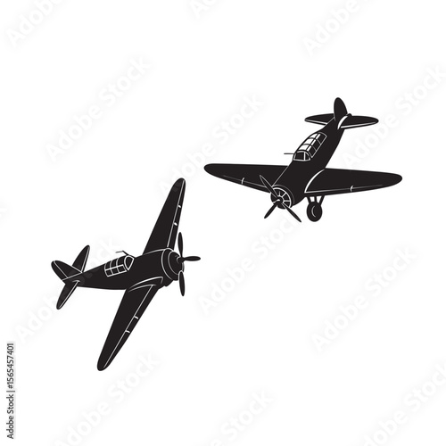 silhouette air plane set bundle on the white background