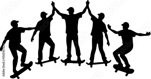 Skateboarders High Five Silhouette vector bundle