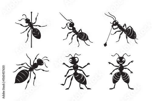 silhouette ant carrying food crumb bundle on the white 
 background