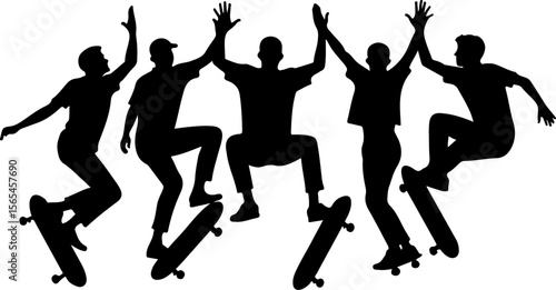 Skateboarders High Five Silhouette vector bundle