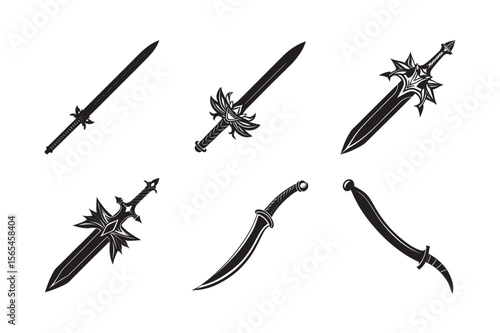 silhouette broken sword bundle on the white background