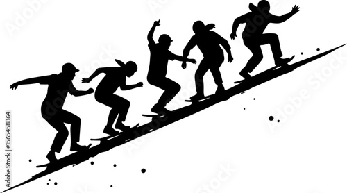 Skateboarders High Five Silhouette vector bundle