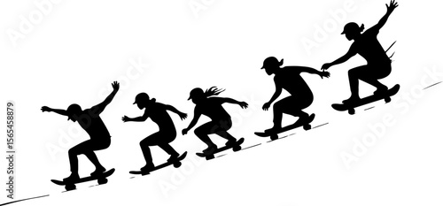 Skateboarders High Five Silhouette vector bundle