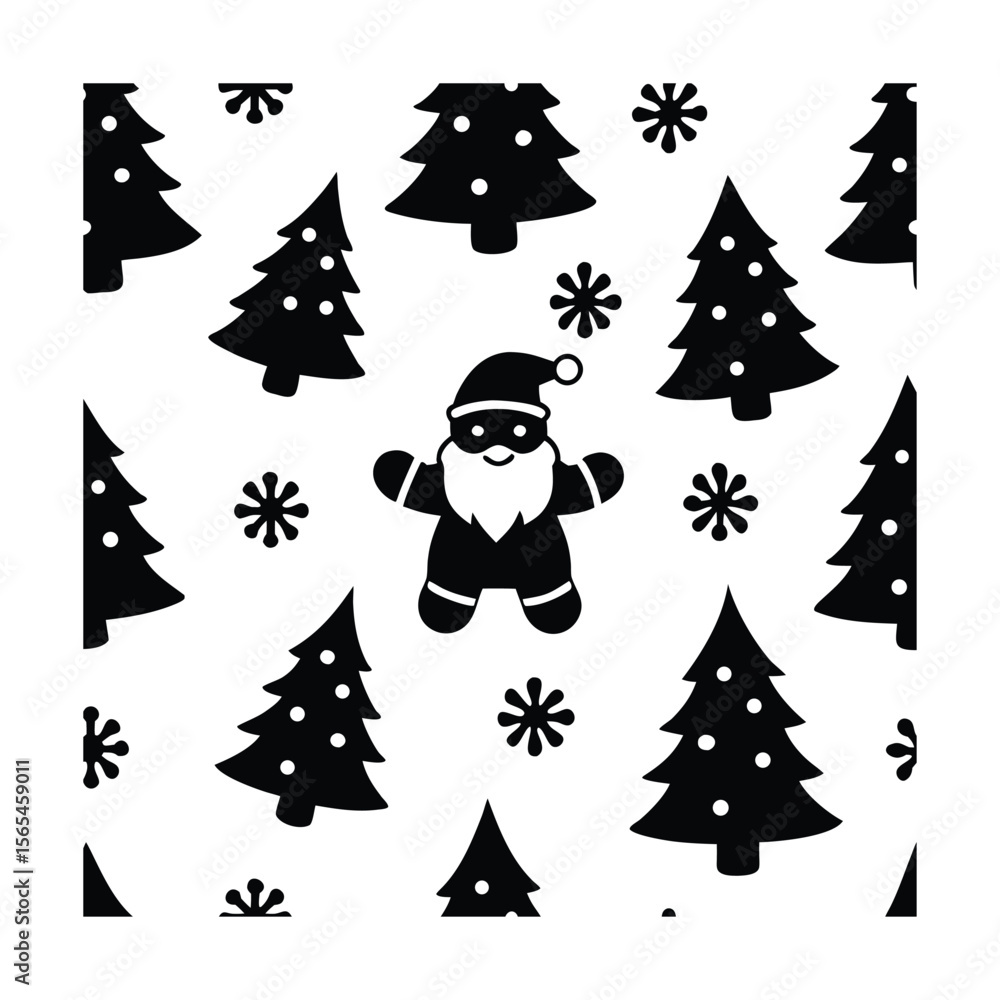 Obraz premium santa-and-christmas-tree-seamless-holiday-pattern-.eps