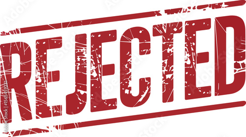Red rectangular rejected stamp with bold text for denied order or application refusal label design  