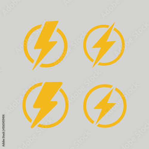 Set of Yellow Lightning Bolt Icons with Circle Elements on Gray Background, Energy Power Symbols for Technology, Electricity, Charging, and Web Design Free Download Set of Yellow Lightning Bolt Icons with Circle Elements on Gray Background, Energy Power Symbols for Technology, Electricity, Charging, and Web Design - GFXLoad
