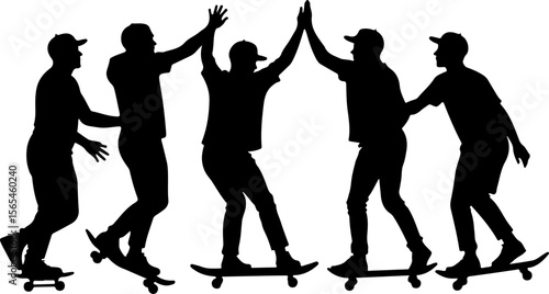 Skateboarders High Five Silhouette vector bundle