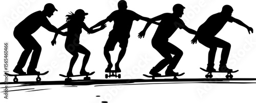 Skateboarders High Five Silhouette vector bundle