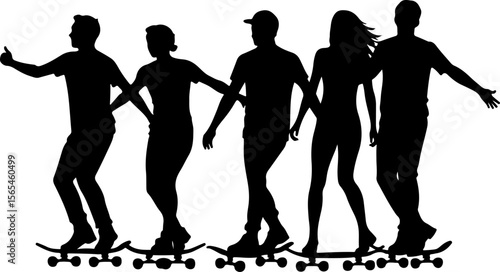 Skateboarders High Five Silhouette vector bundle