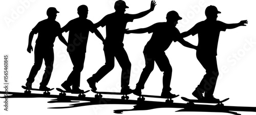 Skateboarders High Five Silhouette vector bundle
