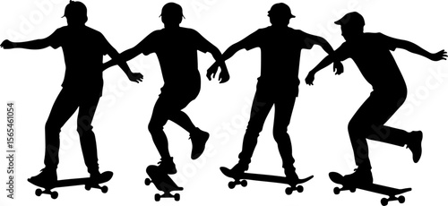 Skateboarders High Five Silhouette vector bundle