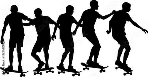 Skateboarders High Five Silhouette vector bundle