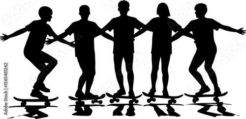 Skateboarders High Five Silhouette vector bundle