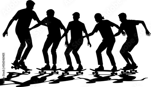Skateboarders High Five Silhouette vector bundle