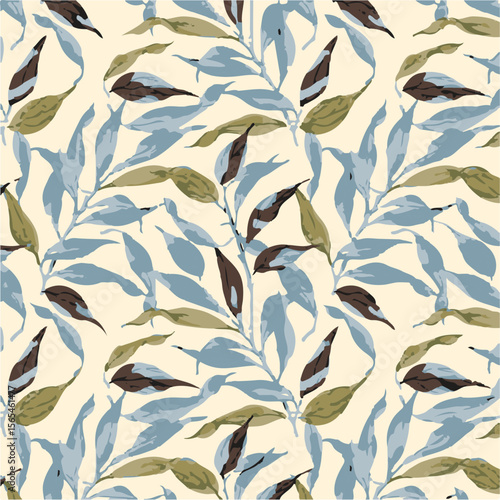 flowers with leaves seamless pattern on background