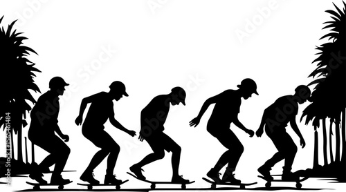 Skateboarders High Five Silhouette vector bundle