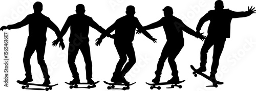 Skateboarders High Five Silhouette vector bundle