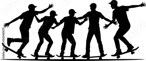 Skateboarders High Five Silhouette vector bundle