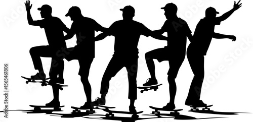 Skateboarders High Five Silhouette vector bundle