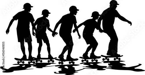 Skateboarders High Five Silhouette vector bundle