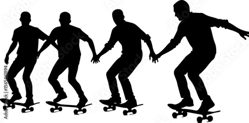 Skateboarders High Five Silhouette vector bundle