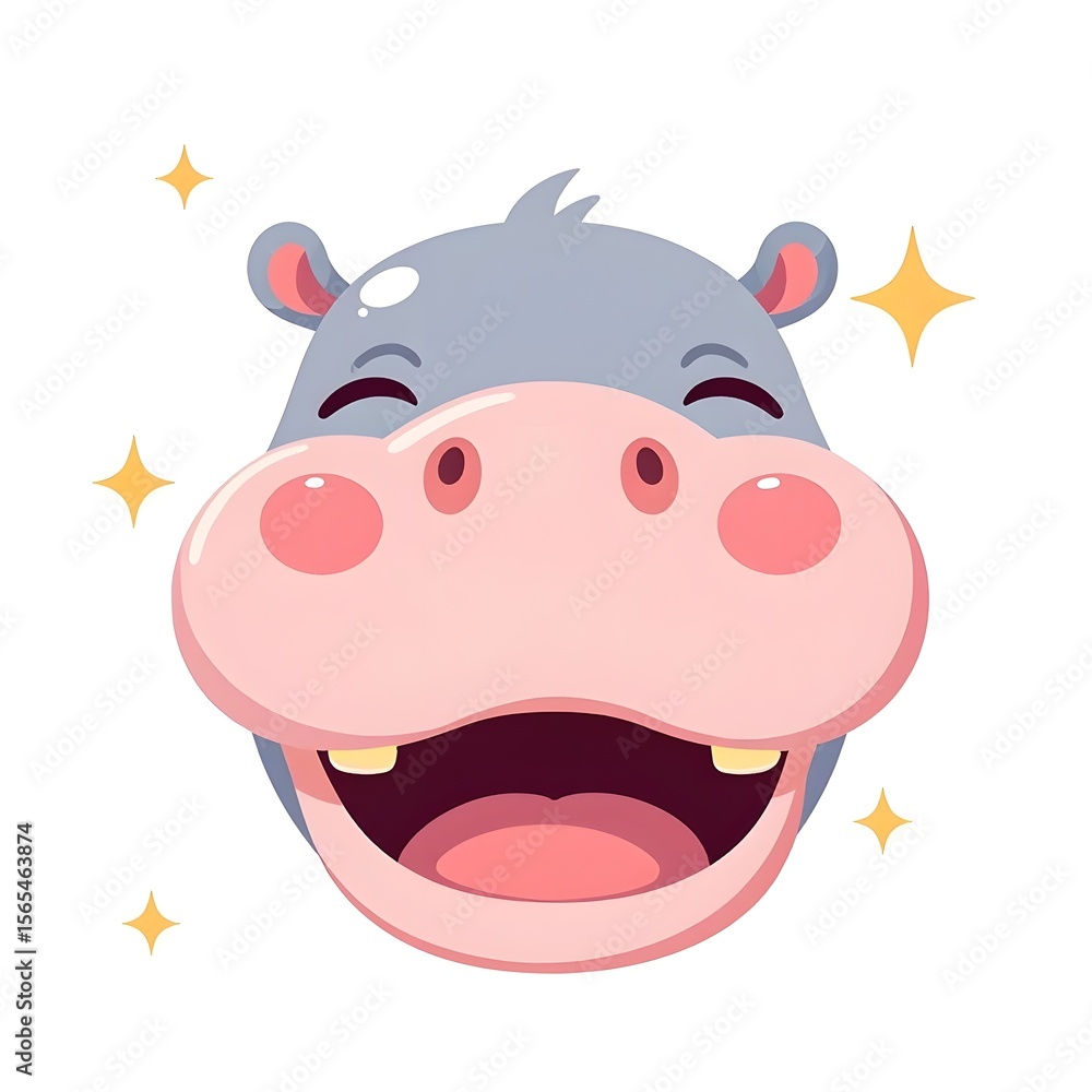 Naklejka premium Happy Hippo Face