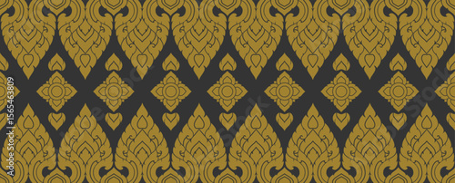 Seamless Thai pattern vector illustration with golden color