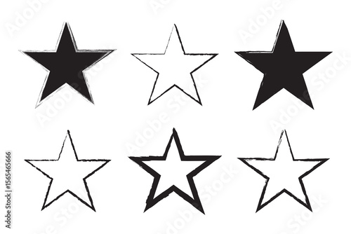 Grunge star with brush stroke texture vector for distressed awards, rock music, or rebellious spirit. Ideal for rough, edgy designs, vintage themes, or artistic statements.