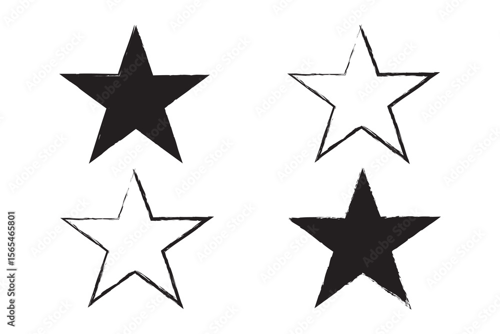 Fototapeta premium Grunge star with brush stroke texture vector for distressed awards, rock music, or rebellious spirit. Ideal for rough, edgy designs, vintage themes, or artistic statements.