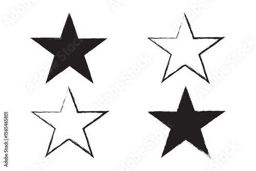 Grunge star with brush stroke texture vector for distressed awards, rock music, or rebellious spirit. Ideal for rough, edgy designs, vintage themes, or artistic statements.