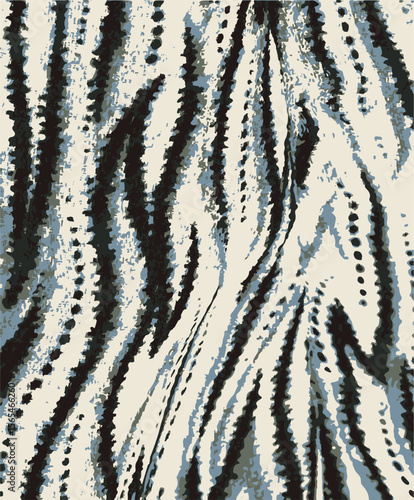 Seamless zebra skin pattern with isolated abstract hand drawn art wild leopard animal tiger skin background elements in black and white colors.Leopard , zebra and tiger mix furry skin seamless pattern