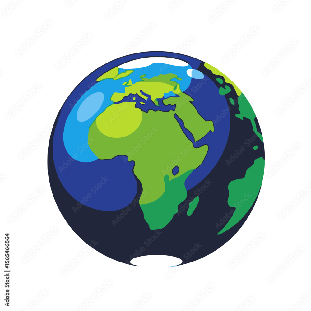 Naklejka premium Earth Globe Illustration-Colorful World Map Graphic-Continents and Oceans Artwork-Global Awareness Image-Geography Design-Educational Resource