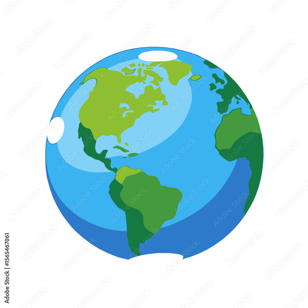 Naklejka premium Illustration of Earth Globe Showing Americas and Africa- World Geography Map with Continents and Oceans for Educational Purposes- Earth Day Image