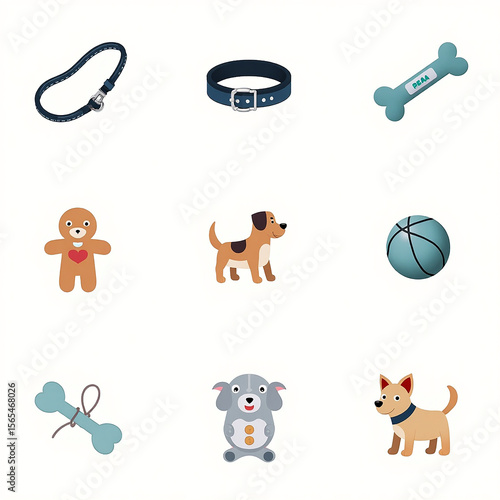 set of cartoon dogs